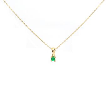 Yellow gold necklace with emerald 0.10 ct