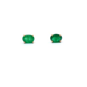 Yellow gold earrings with emeralds 1.55 ct