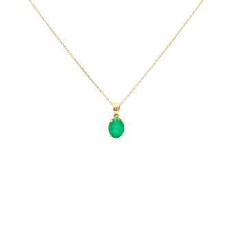 Yellow gold necklace with emerald 1.09 ct