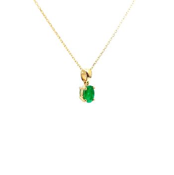 Yellow gold necklace with emerald 1.09 ct