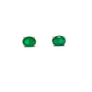 Yellow gold earrings with emeralds 2.17 ct