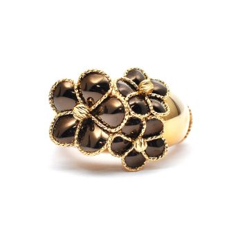 Yellow and brown gold  flower ring