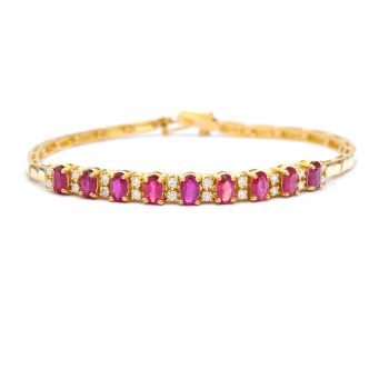 Yellow gold bracelet with diamonds 0.29 ct and ruby 2.58 ct