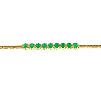 Yellow gold bracelet with diamonds 0.29 ct and emeralds 3.34 ct