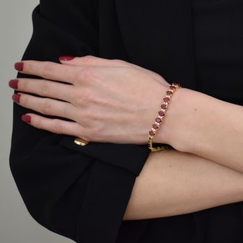 Yellow gold bracelet with diamonds 0.28 ct and ruby 5.80 ct