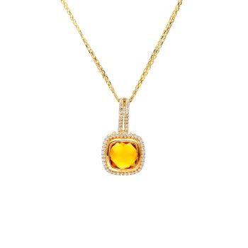 Yellow gold necklace with zircons and yellow topaz