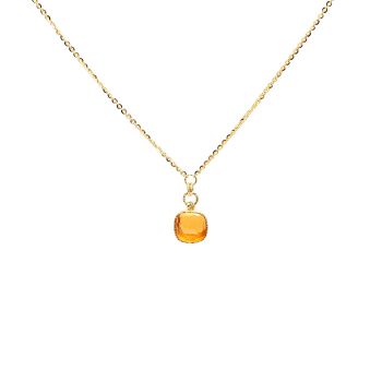 Yellow gold necklace with yellow topaz