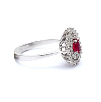 White gold ring with diamond 0.35 ct and ruby 0.50 ct
