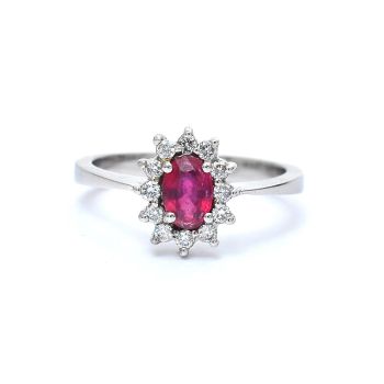 White gold ring with diamond 0.34 ct and ruby 0.51 ct