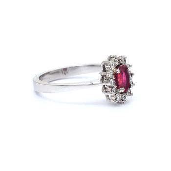 White gold ring with diamond 0.34 ct and ruby 0.51 ct