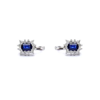 White gold earrings with diamonds 0.60 ct and sapphyre 0.88 ct