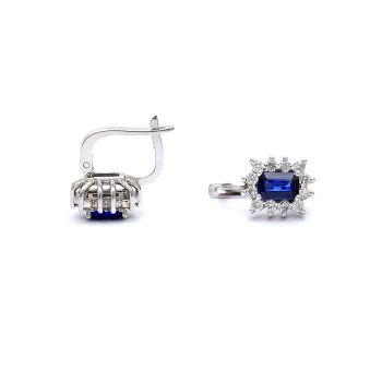 White gold earrings with diamonds 0.60 ct and sapphyre 0.88 ct