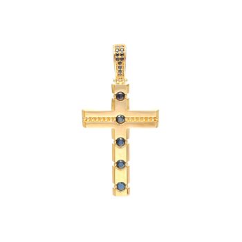 Yellow gold cross with onyx