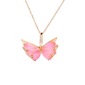Rose gold necklace with diamonds 0.47 ct and sapphyre 14.70 ct