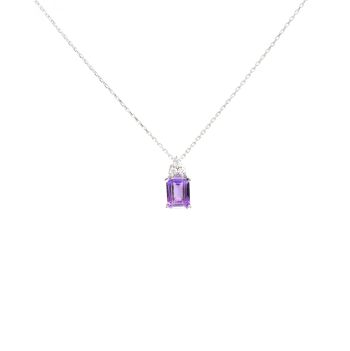 White gold necklace with diamonds 0.06 ct and amethyst 0.84 ct
