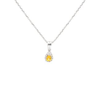 White gold necklace with diamonds 0.05 ct and citrine 0.16 ct