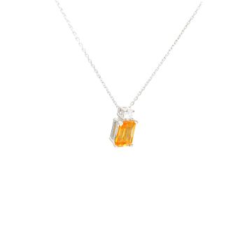 White gold necklace with diamonds 0.04 ct and citrine 1.54 ct