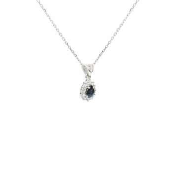 White gold necklace with diamonds 0.13 ct and sapphyre 0.34 ct
