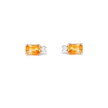 White gold earrings with diamonds 0.08 ct and citrine 3.08 ct
