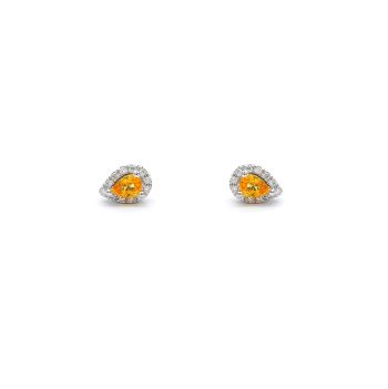 White gold earrings with diamonds 0.10 ct and citrine 0.32 ct