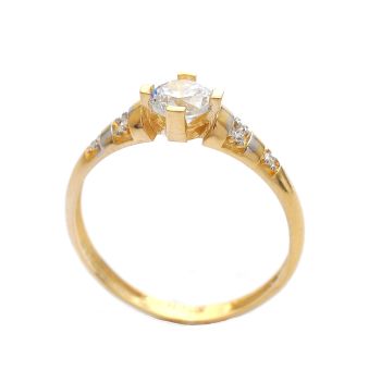 Годежен пръстен от 14К жълто злато с циркони