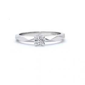 Годежен пръстен от 14K бяло злато с диамант 0.04 ct