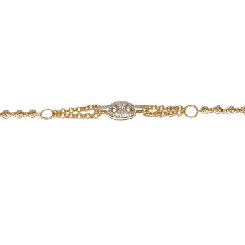 Yellow and white gold bracelet with zircons