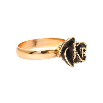 Yellow and brown 14K gold  flower ring