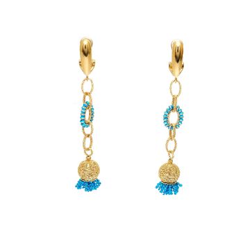 Yellow and blue 14K gold earrings