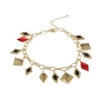 Yellow and red gold bracelet with onyx
