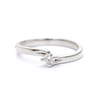 Годежен пръстен от 14К бяло злато с диамант 0.13 ct