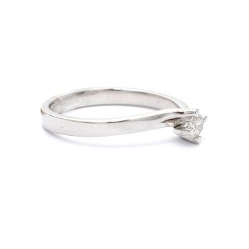 Годежен пръстен от 14К бяло злато с диамант 0.13 ct