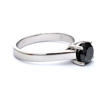 White gold engagement ring with black diamond 1.20 ct