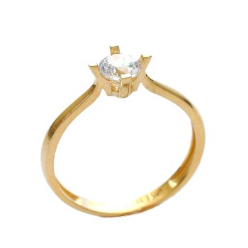 Inel de logodna din aur galben de 14K cu zirconiu 