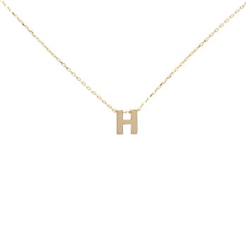 Colier litera H din aur galben de 14K 