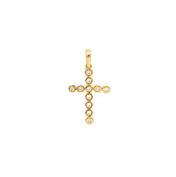 Cruce din aur galben de 14K cu zirconiu