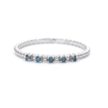 White gold ring with blue diamonds 0.09 ct