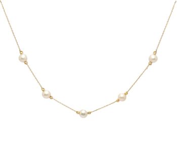 Yellow gold necklace with pearls