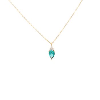 Yellow gold necklace with blue topaz and zircons