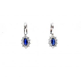 White gold earrings with diamonds 0.42 ct and sapphyre 0.54 ct