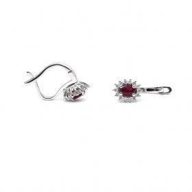 White gold earrings with diamonds 0.26 ct and ruby 0.78 ct