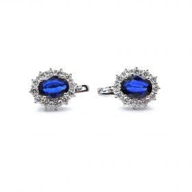 White gold earrings with diamonds 0.98 ct and sapphyre 2.74 ct