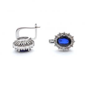 White gold earrings with diamonds 0.98 ct and sapphyre 2.74 ct