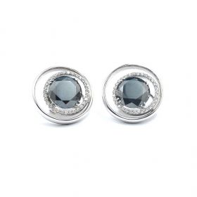White gold earrings with diamonds 0.55 ct and hematite 4.00 ct