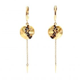 Yellow gold earrings with smoky quartz