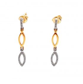 White and yellow gold earrings with diamonds 0.15 ct