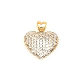 Yellow gold heart pendant with zircons